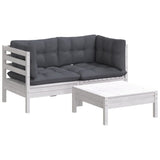 3 Piece Garden Lounge Set with Anthracite Cushions Pinewood