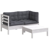 3 Piece Garden Lounge Set with Anthracite Cushions Pinewood - Side View