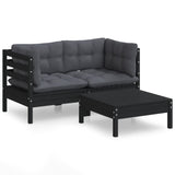 3 Piece Garden Lounge Set with Anthracite Cushions Pinewood - Front View