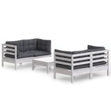 5 Piece Garden Lounge Set with Anthracite Cushions Pinewood