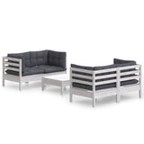 5 Piece Garden Lounge Set with Anthracite Cushions Pinewood - Front View