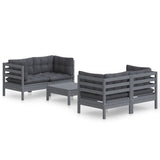 5 Piece Garden Lounge Set with Anthracite Cushions Pinewood - Front View