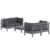 5 Piece Garden Lounge Set with Anthracite Cushions Pinewood - Side View