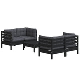 5 Piece Garden Lounge Set with Anthracite Cushions Pinewood - Side View