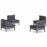 4 Piece Garden Lounge Set with Anthracite Cushions Pinewood - Front View