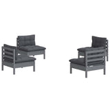 4 Piece Garden Lounge Set with Anthracite Cushions Pinewood - Side View