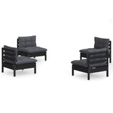 4 Piece Garden Lounge Set with Anthracite Cushions Pinewood - Front View