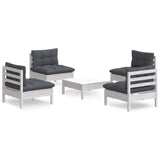 5 Piece Garden Lounge Set with Anthracite Cushions Pinewood - Front View