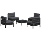 5 Piece Garden Lounge Set with Anthracite Cushions Pinewood