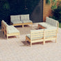 8 Piece Garden Lounge Set with Cream Cushions Pinewood