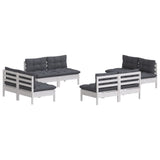 8 Piece Garden Lounge Set with Anthracite Cushions Pinewood - Side View
