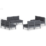 8 Piece Garden Lounge Set with Anthracite Cushions Pinewood