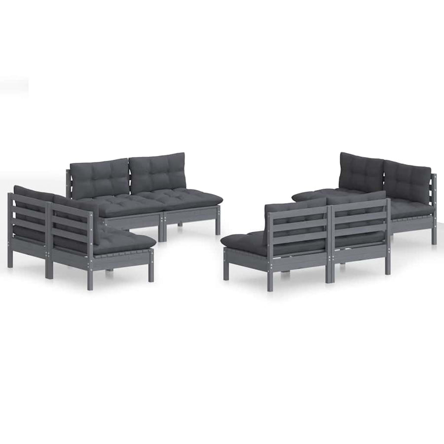 8 Piece Garden Lounge Set with Anthracite Cushions Pinewood