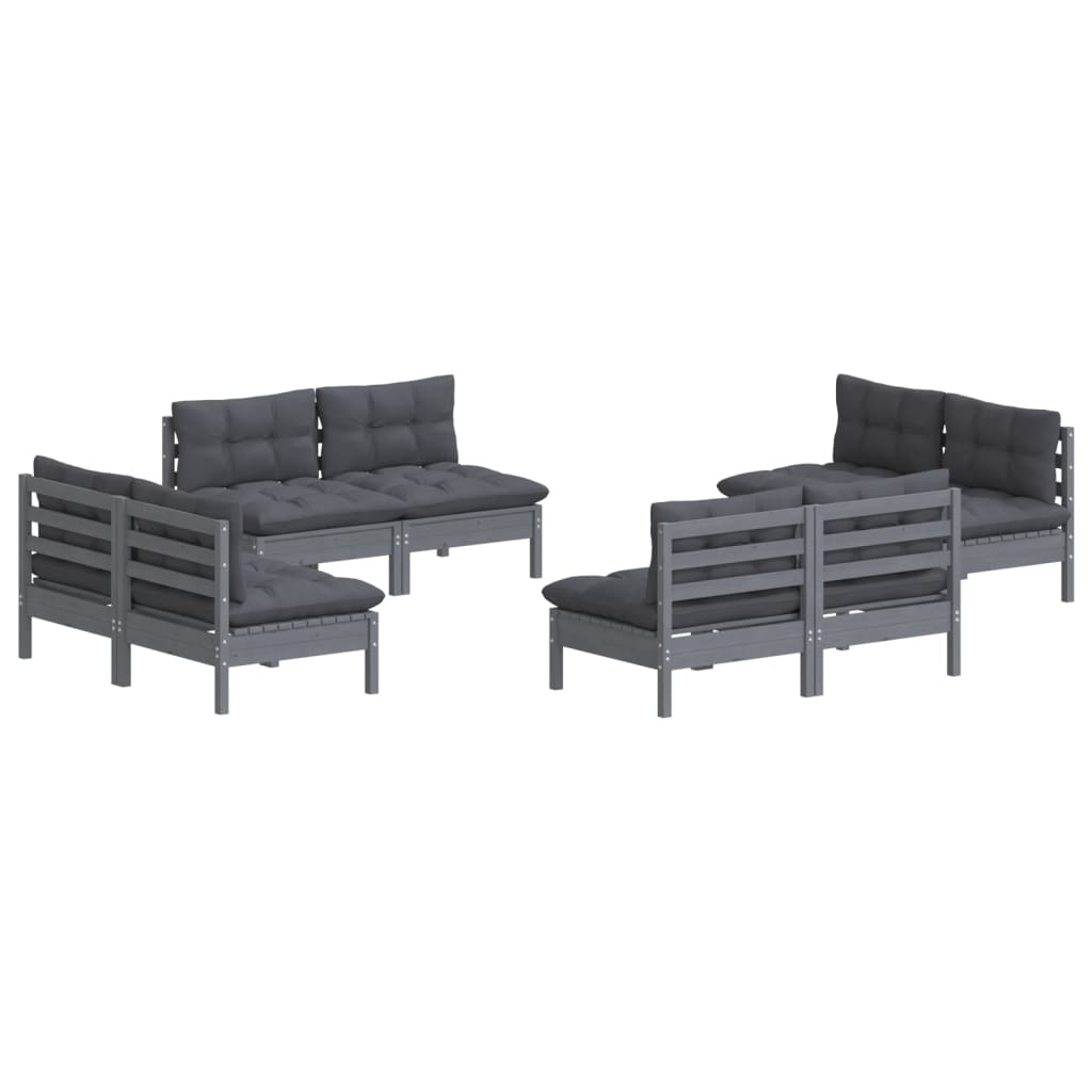 8 Piece Garden Lounge Set with Anthracite Cushions Pinewood