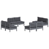 8 Piece Garden Lounge Set with Anthracite Cushions Pinewood - Side View