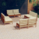8 Piece Garden Lounge Set with Cream Cushions Pinewood