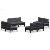 8 Piece Garden Lounge Set with Anthracite Cushions Pinewood - Front View