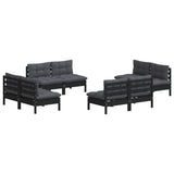 8 Piece Garden Lounge Set with Anthracite Cushions Pinewood - Side View