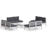 9 Piece Garden Lounge Set with Anthracite Cushions Pinewood - Front View