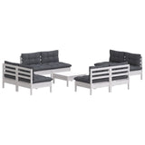 9 Piece Garden Lounge Set with Anthracite Cushions Pinewood - Side View