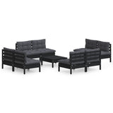 9 Piece Garden Lounge Set with Anthracite Cushions Pinewood - Front View