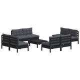 9 Piece Garden Lounge Set with Anthracite Cushions Pinewood - Side View
