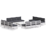 13 Piece Garden Lounge Set with Anthracite Cushions Pinewood - Front View