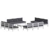 13 Piece Garden Lounge Set with Anthracite Cushions Pinewood - Side View