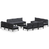13 Piece Garden Lounge Set with Anthracite Cushions Pinewood - Front View