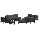 13 Piece Garden Lounge Set with Anthracite Cushions Pinewood - Side View