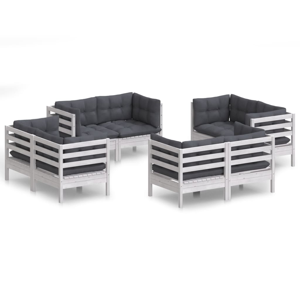 8 Piece Garden Lounge Set with Anthracite Cushions Pinewood