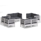 8 Piece Garden Lounge Set with Anthracite Cushions Pinewood - Front View