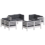 8 Piece Garden Lounge Set with Anthracite Cushions Pinewood
