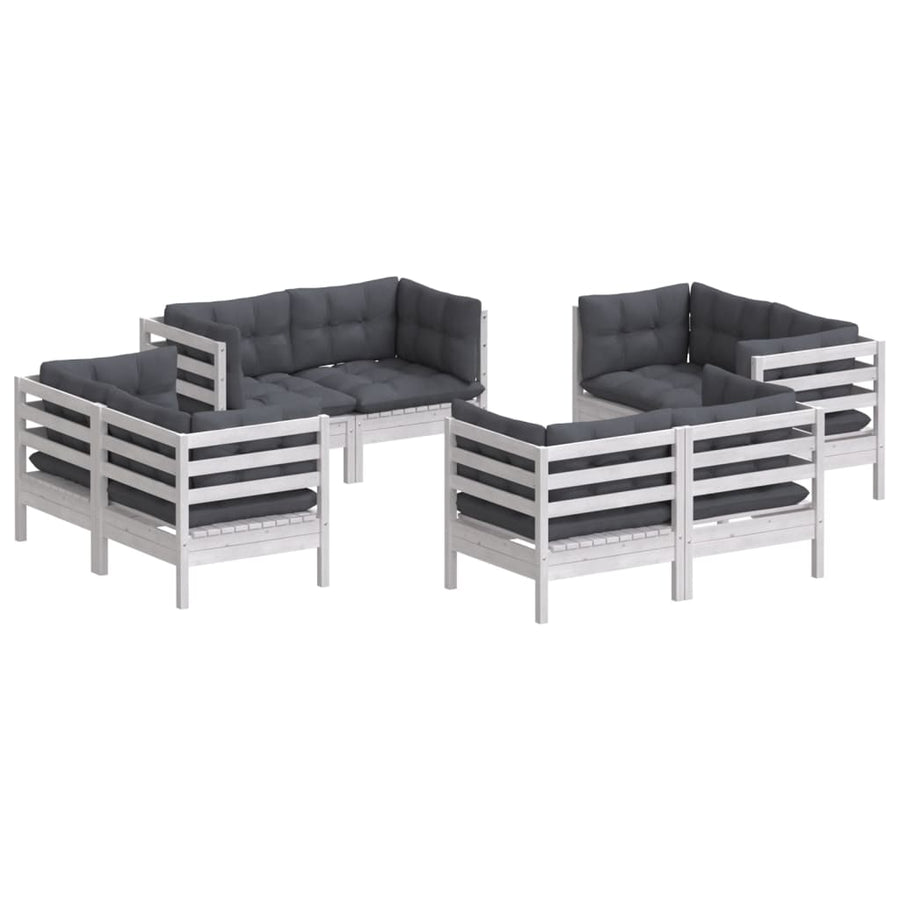 8 Piece Garden Lounge Set with Anthracite Cushions Pinewood