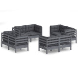 8 Piece Garden Lounge Set with Anthracite Cushions Pinewood - Front View