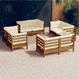 8 Piece Garden Lounge Set with Cream Cushions Pinewood