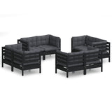 8 Piece Garden Lounge Set with Anthracite Cushions Pinewood - Front View
