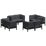 8 Piece Garden Lounge Set with Anthracite Cushions Pinewood - Side View