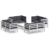 9 Piece Garden Lounge Set with Anthracite Cushions Pinewood - Front View