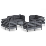 9 Piece Garden Lounge Set with Anthracite Cushions Pinewood - Front View