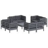 9 Piece Garden Lounge Set with Anthracite Cushions Pinewood - Side View