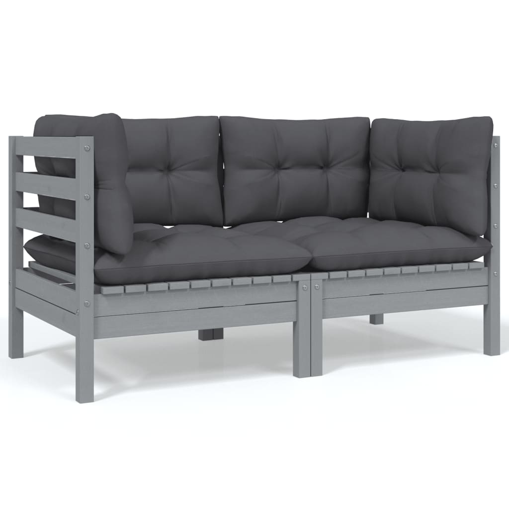 9 Piece Garden Lounge Set with Anthracite Cushions Pinewood