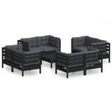 9 Piece Garden Lounge Set with Anthracite Cushions Pinewood - Front View