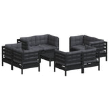 9 Piece Garden Lounge Set with Anthracite Cushions Pinewood - Side View