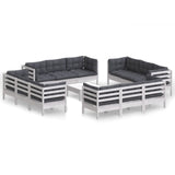 13 Piece Garden Lounge Set with Anthracite Cushions Pinewood - Front View