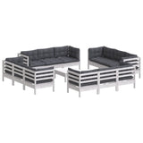 13 Piece Garden Lounge Set with Anthracite Cushions Pinewood - Side View