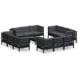 13 Piece Garden Lounge Set with Anthracite Cushions Pinewood - Front View