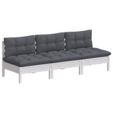 3-Seater Garden Sofa with Anthracite Cushions Solid Pinewood - Side View