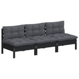 3-Seater Garden Sofa with Anthracite Cushions Solid Pinewood - Side View
