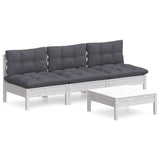 4 Piece Garden Lounge Set with Anthracite Cushions Pinewood - Front View